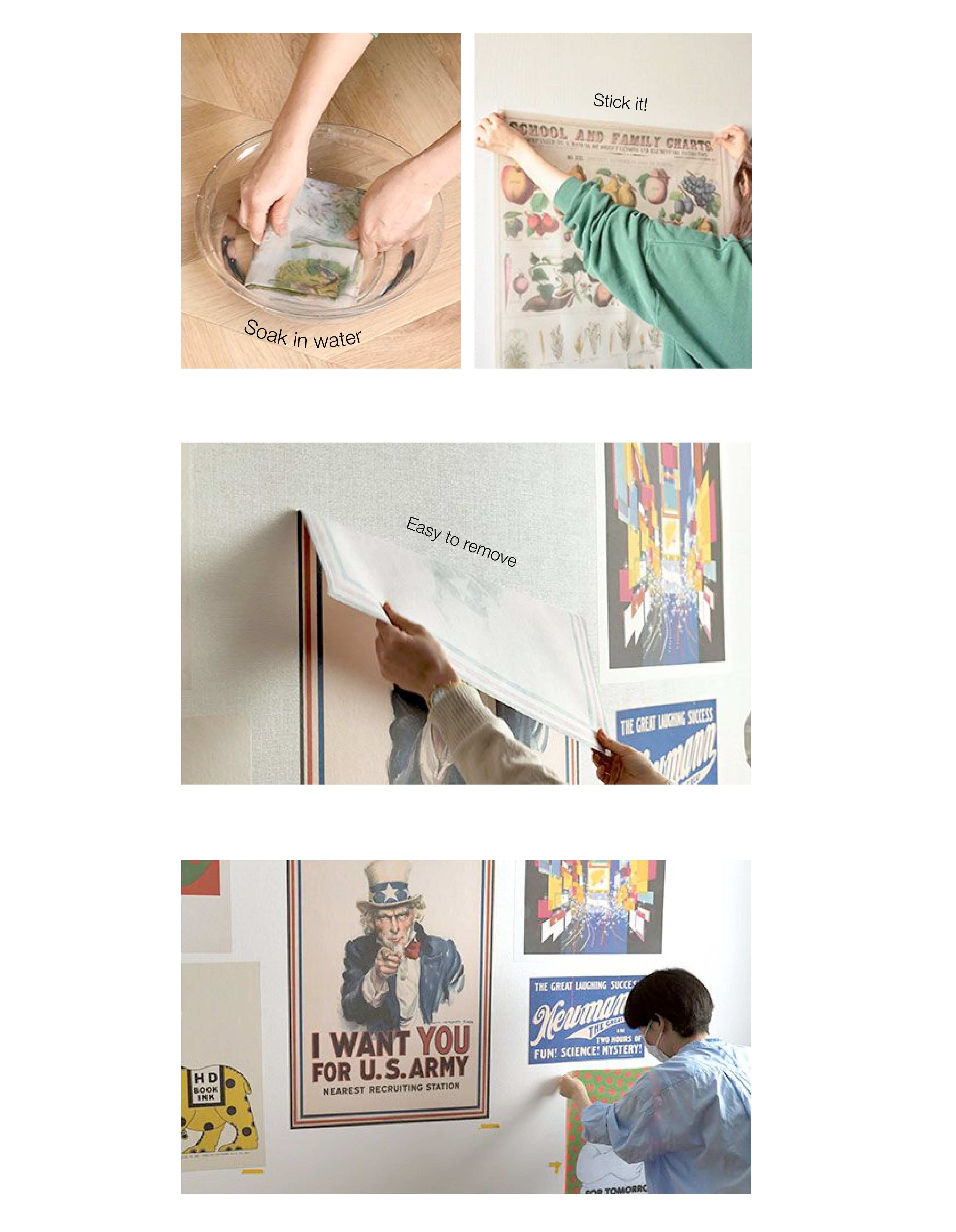 a tutorial of how to pasted hattan art poster to the wall